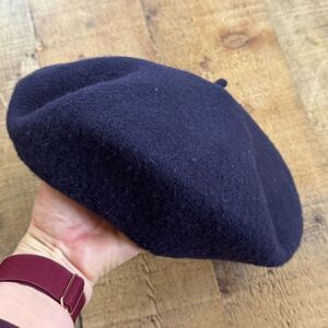 Vintage Beret Basque Deluxe Navy Blue Beret Cap 100% Wool